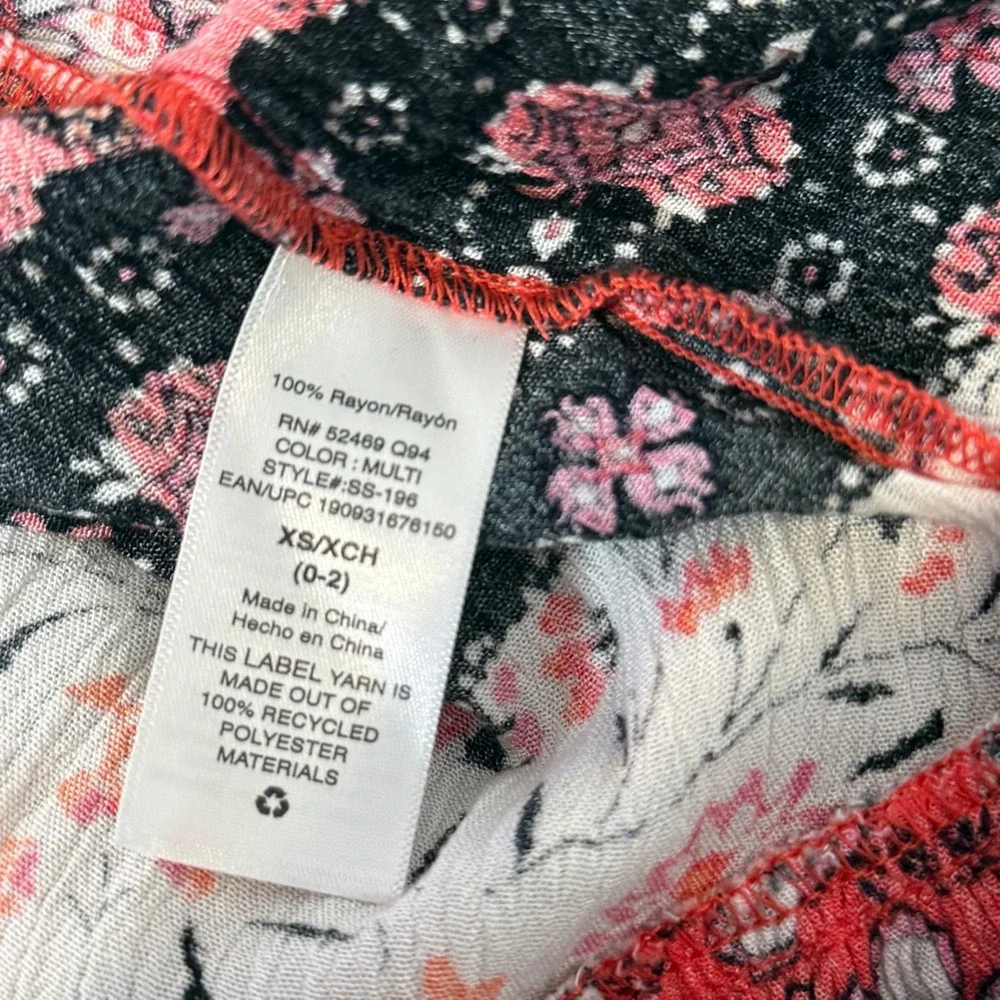 BOHO Patchwork Tiered High Low Maxi Skirt Floral Ruffle Peasant Gypsy Size XS